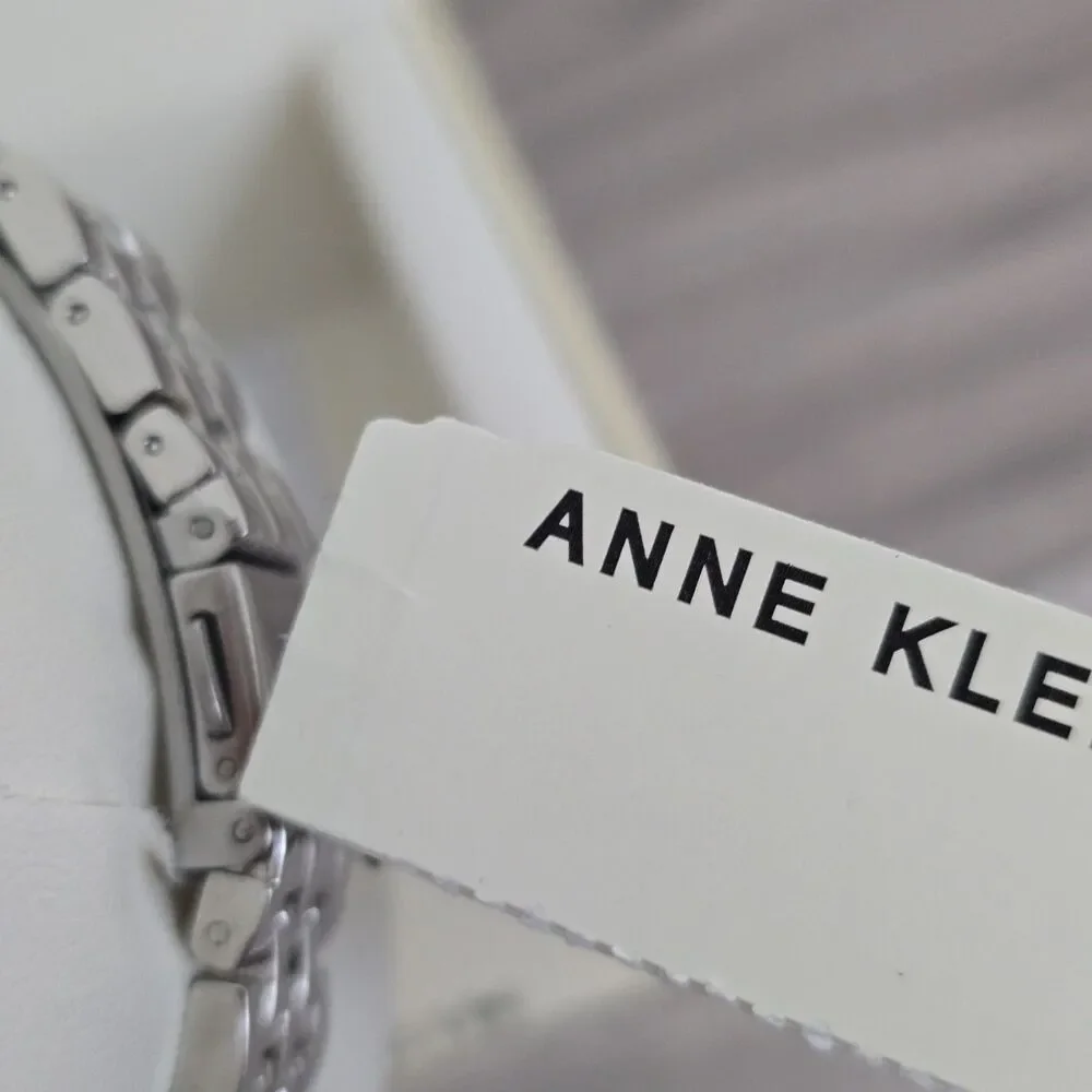 Anne Klein Silver Rectangular Roman Numeral Bracelet Watch